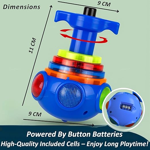 Spinning Top Gyro Magic Lattoo Toy Flashing Plastic Magic Spinner with LED Lights Music Attractive Toy Non-Toxic Safe Fidget Spinning Top Laser Toys for Kids 2-5 Years Beyblade