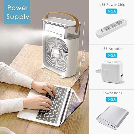 Cooler for Room Cooling Mini AC Portable Mini Fan Artic Cooler with 7 Colors LED Light, 1/2/3 H Timer, 3 Wind Speeds and 3 Spray Modes for Office,Home,Dorm,Travel (White Square)⭐⭐⭐⭐⭐ (4.8/5)