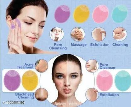 2 Pack Face Scrubber,Soft Silicone Facial Cleansing Brush Face Exfoliator Blackhead Acne Pore Pad Cradle Cap Face Wash Brush for Deep Cleaning Skin Care in multi colors
